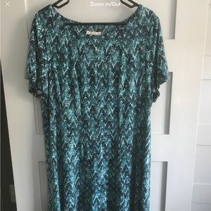 Dressbarn Teal Print Professional/Casual Dress, Size 16
